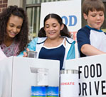Children collecting donations for food drive