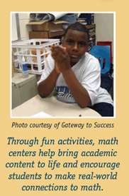 Through fun activities, math centers help bring academic content to life and encourage students to make real-world connections to math. Photo courtesy Gateway to Success