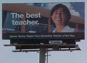 Billboard featuring picture of Denise Tanner