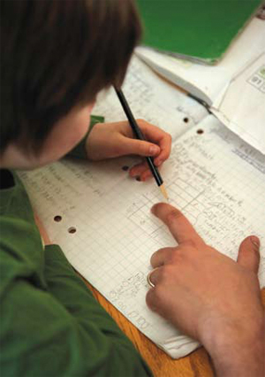 student doing math homework
