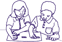 Picture of two kids writing